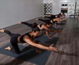 A class at Hot Pilates in West Hollywood, California.