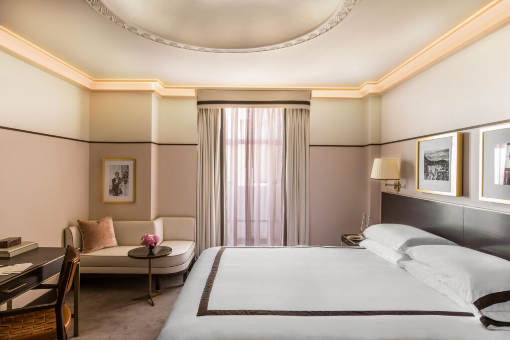 Art Deco-style bedroom in a suite at the Sunset Tower Hotel in West Hollywood