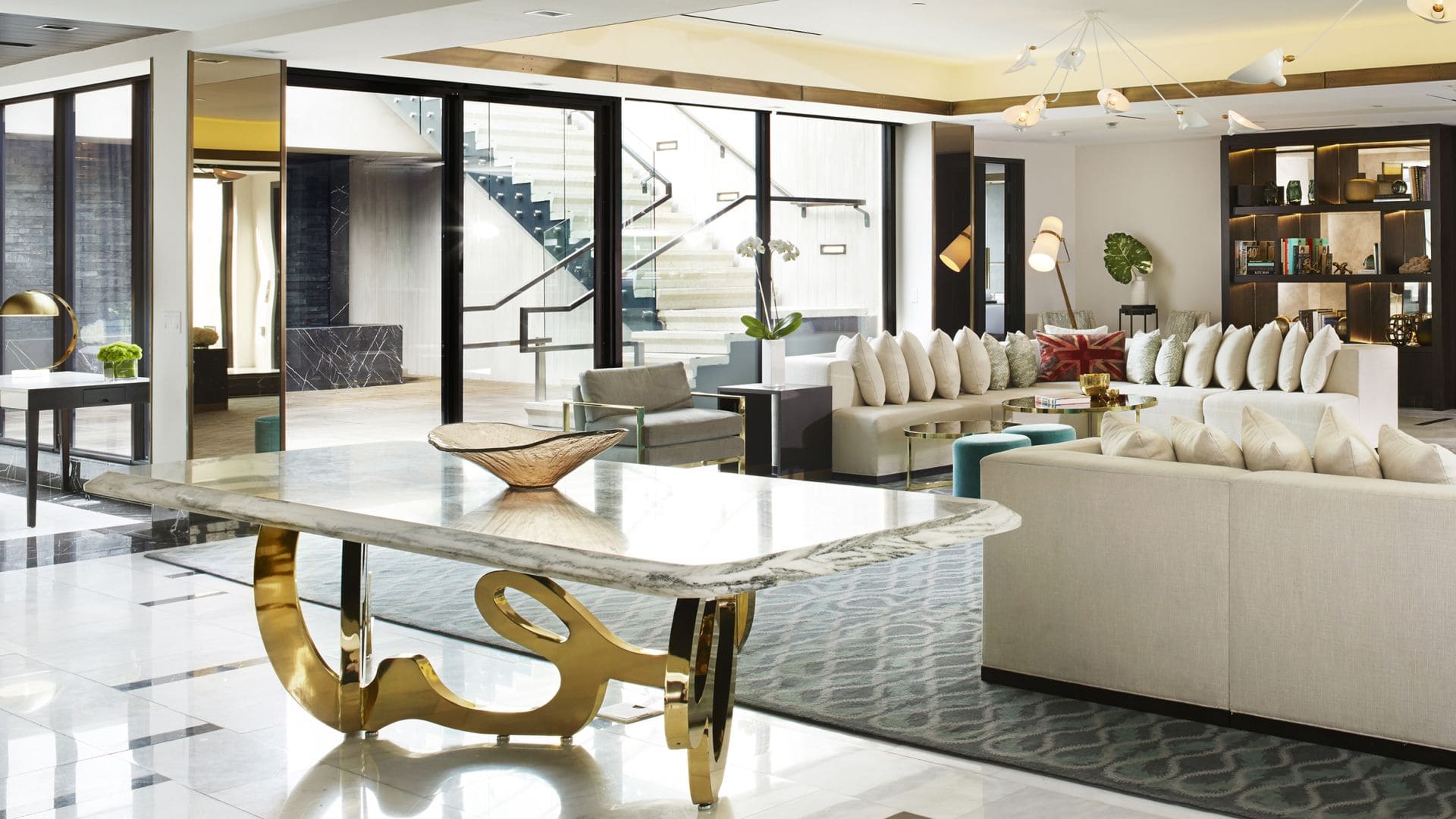 Luxurious interior living space in the Penthouse Suite at The London West Hollywood at Beverly Hills.