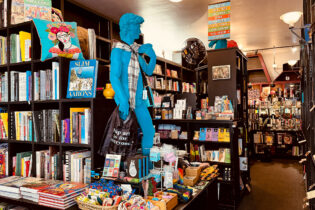 Display of books inside Book Soup in West Hollywood, CA