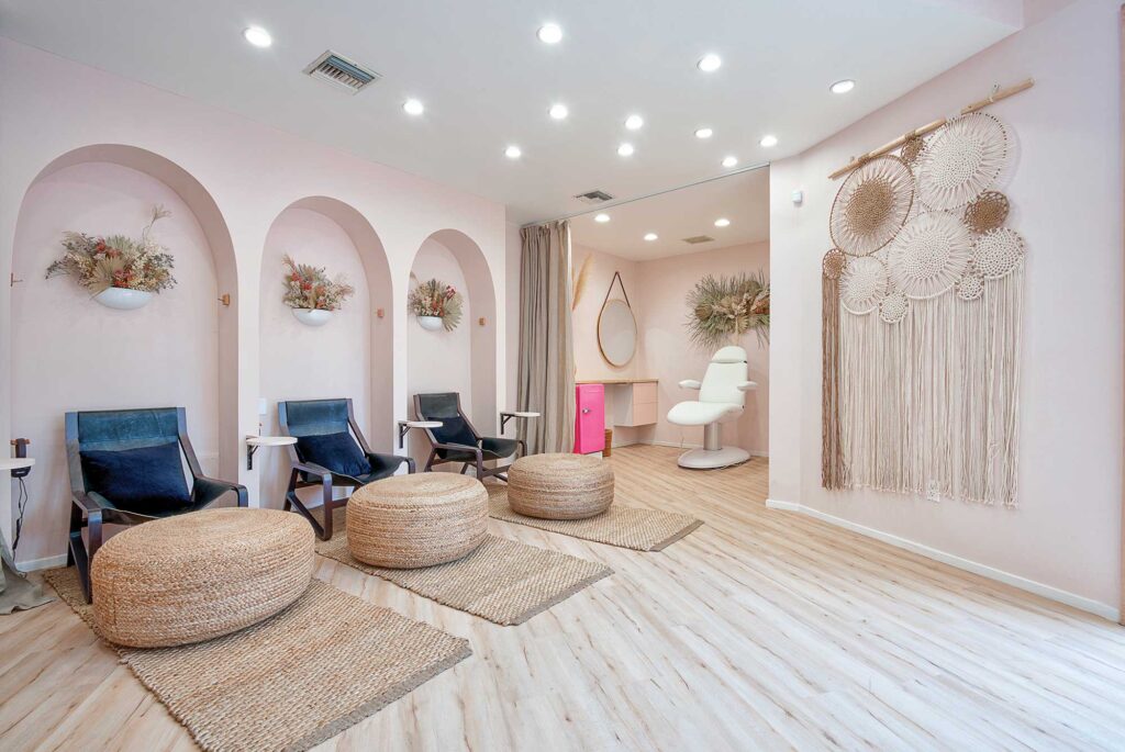 Interior view of an airy treatment room at Youth Haus spa in West Hollywood.