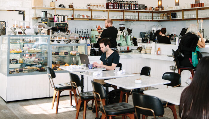 Inside The Butcher, The Baker, The Cappuccino Maker coffee shop