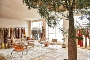 Interview view of the showroom at Ulla Johnson LA. West Hollywood, California.