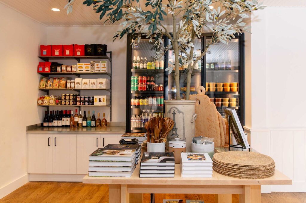 View of kitchen and home goods on display in the retail market of Zinc Cafe & Market. West Hollywood, California.