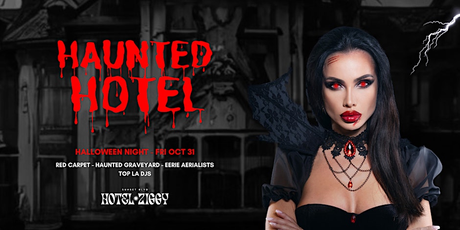 Flyer for the Haunted Hotel event at Hotel Ziggy, West Hollywood, California.