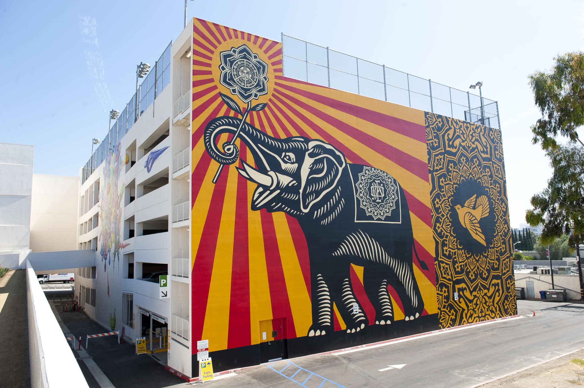 Exterior of a Shephard Fairey mural in West Hollywood