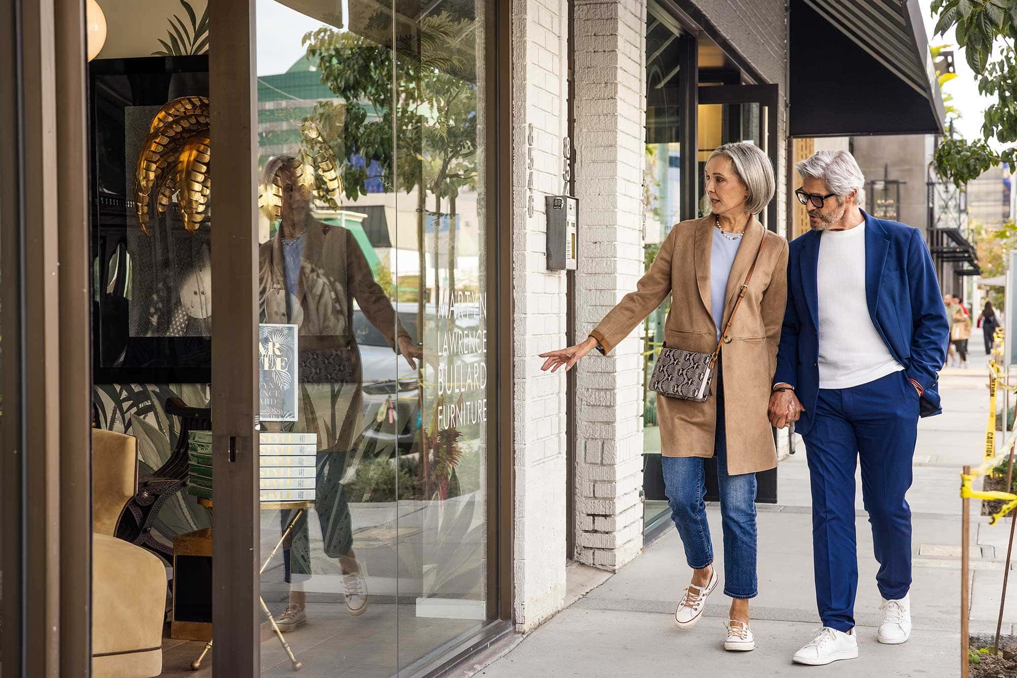 A couple window shops at design shops in West Hollywood
