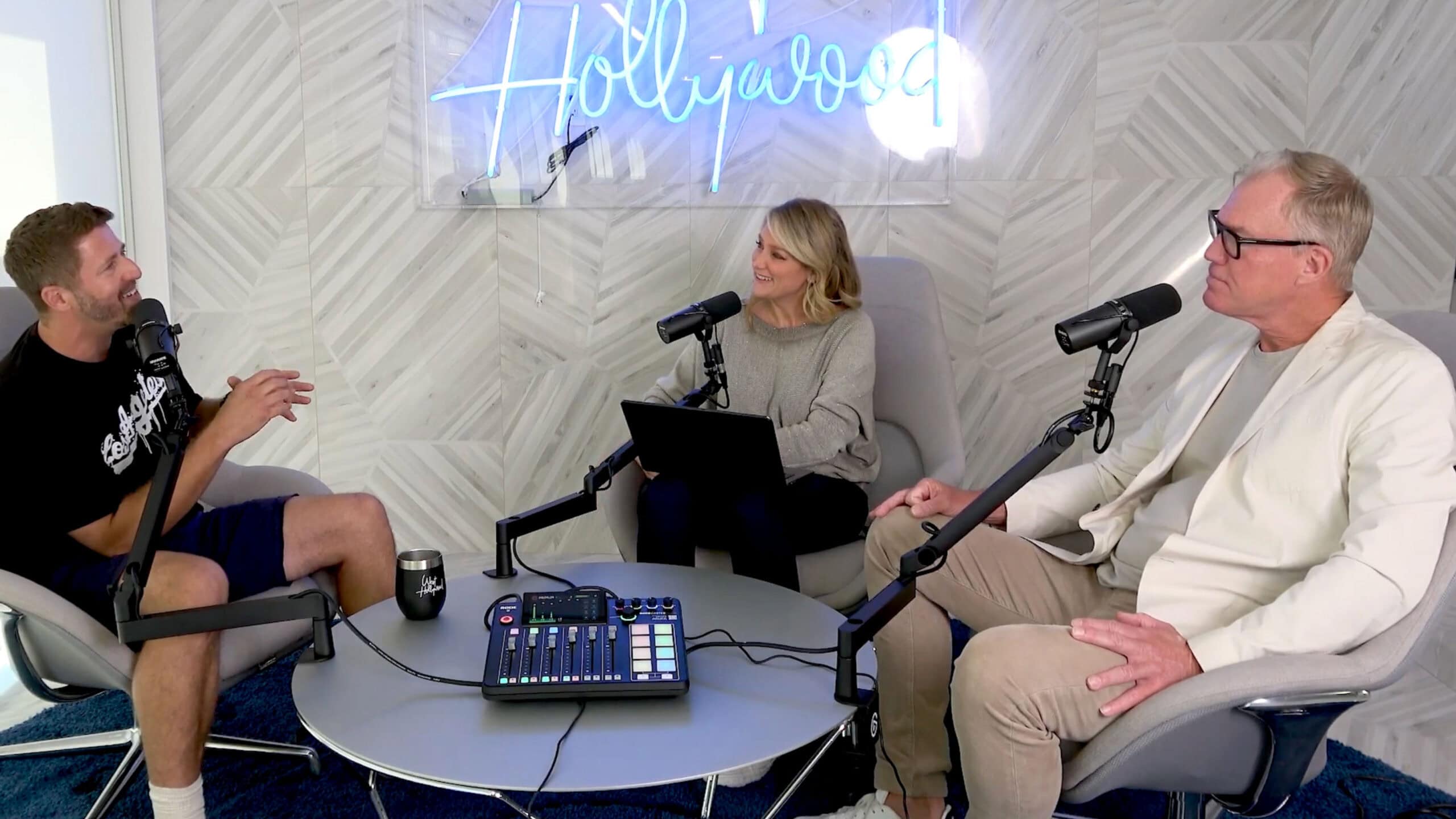 A recording session of The Creators Podcast featuring Evan Lovett of L.A. in a Minute.