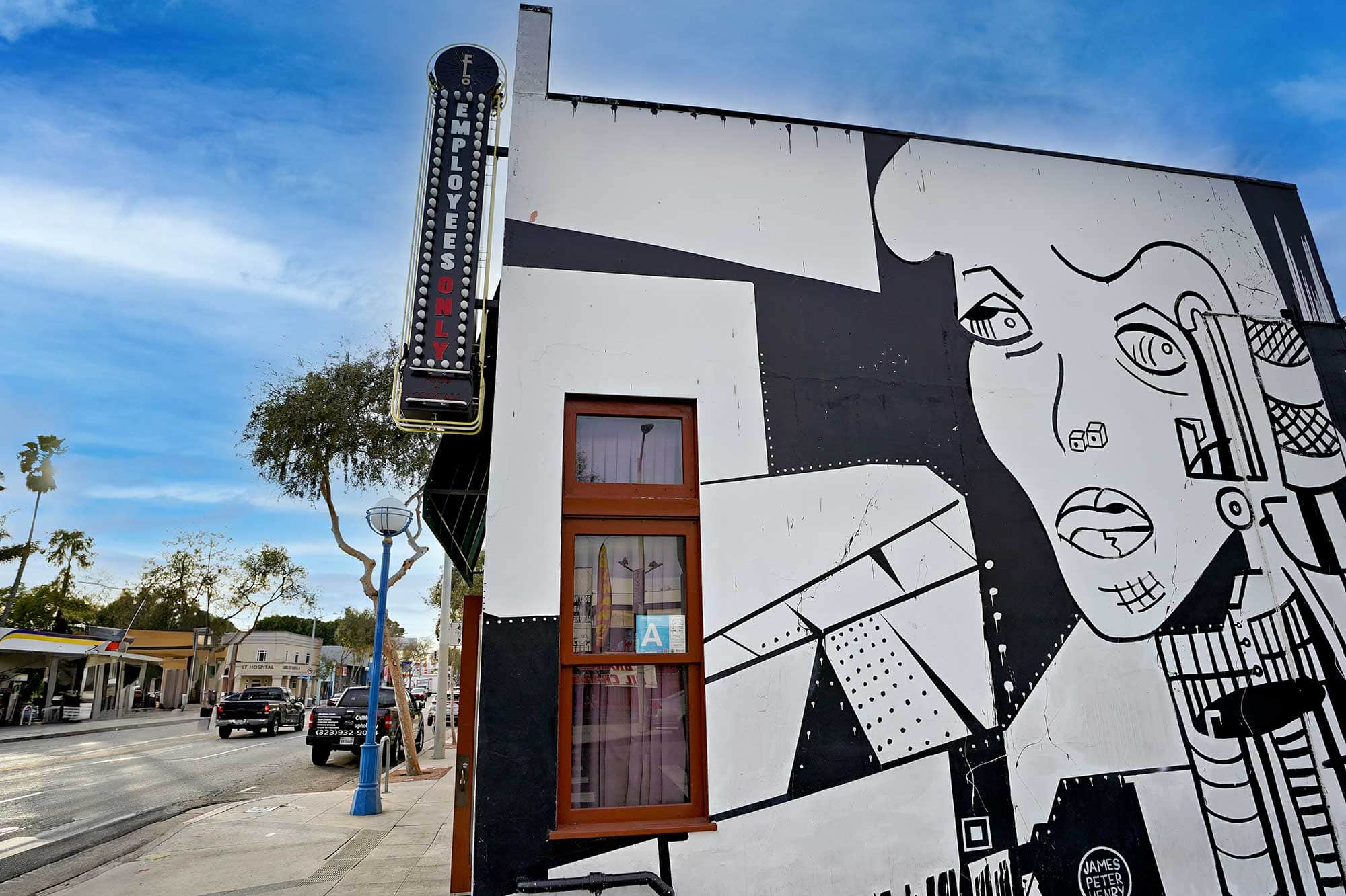 A mural decorates the side of a building at Employees Only in West Hollywood.