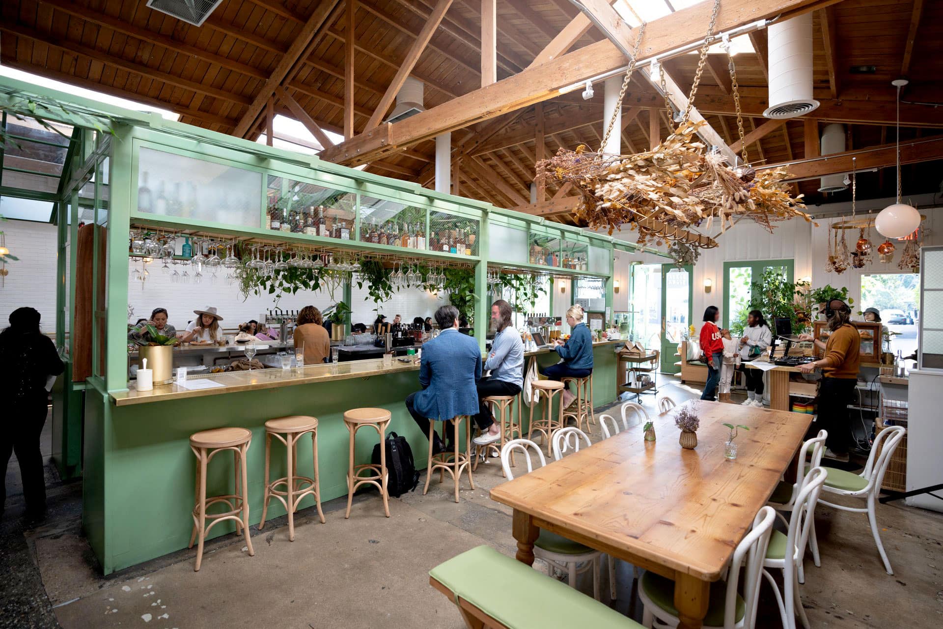 Diners inside The Butchers Daughter in West Hollywood